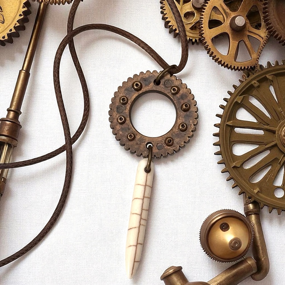 5 For $25💫Steampunk Gears Spike Pendant Necklace